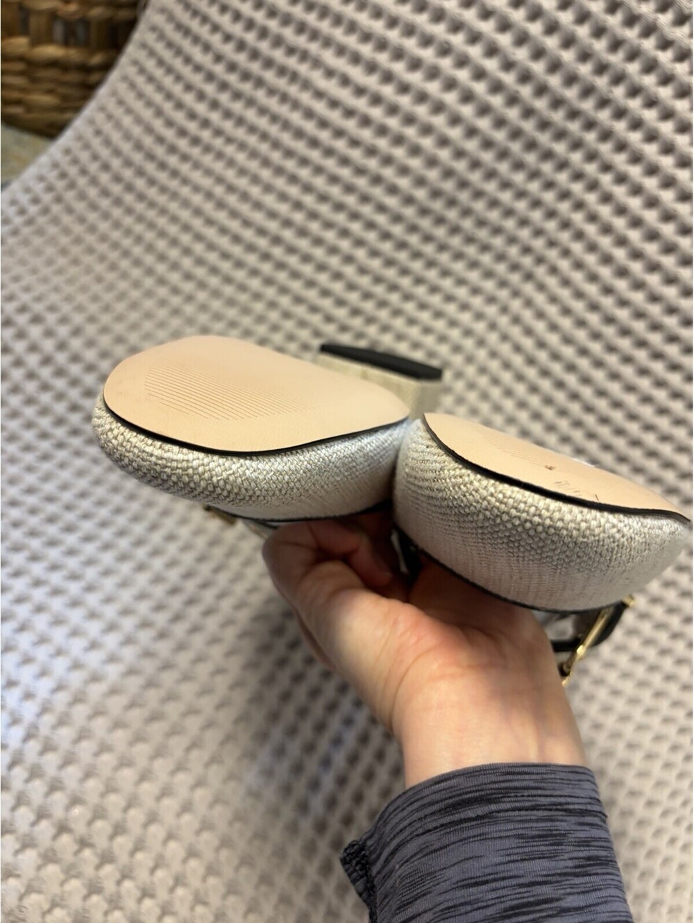 J. Crew Teagan Mary Jane In Beige Spanish Canvas Black Leather Trim Size 10 $168 - Picture 7 of 9